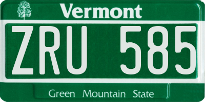 VT license plate ZRU585