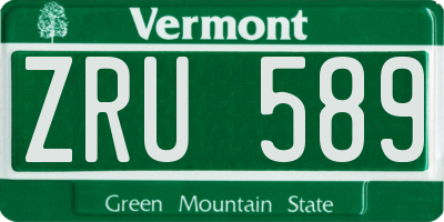 VT license plate ZRU589