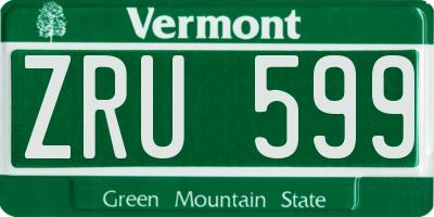 VT license plate ZRU599