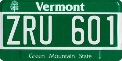 VT license plate ZRU601