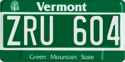 VT license plate ZRU604
