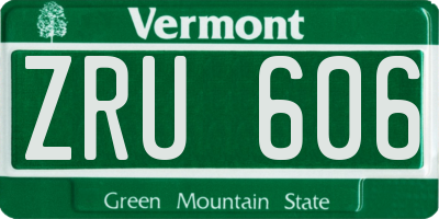 VT license plate ZRU606