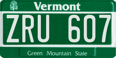 VT license plate ZRU607