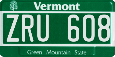 VT license plate ZRU608