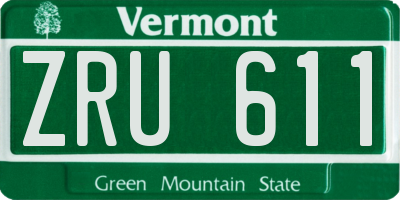 VT license plate ZRU611