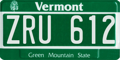 VT license plate ZRU612