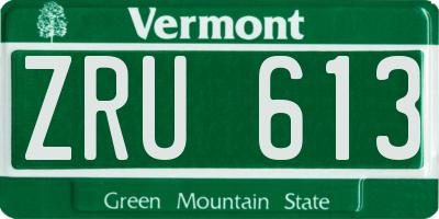 VT license plate ZRU613