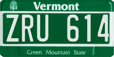 VT license plate ZRU614