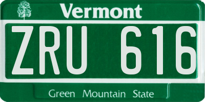VT license plate ZRU616