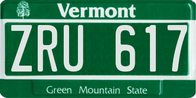VT license plate ZRU617