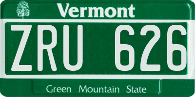 VT license plate ZRU626