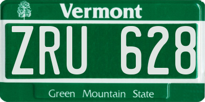 VT license plate ZRU628