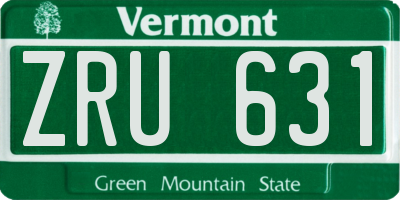 VT license plate ZRU631
