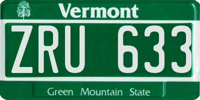 VT license plate ZRU633