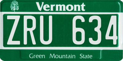 VT license plate ZRU634
