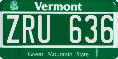 VT license plate ZRU636