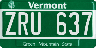 VT license plate ZRU637