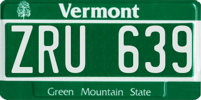VT license plate ZRU639