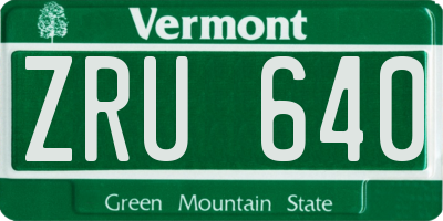 VT license plate ZRU640