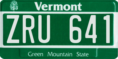 VT license plate ZRU641