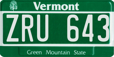 VT license plate ZRU643