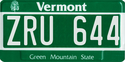 VT license plate ZRU644