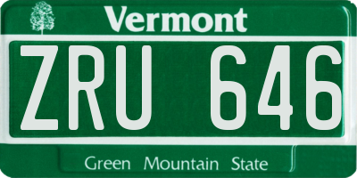 VT license plate ZRU646