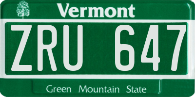 VT license plate ZRU647