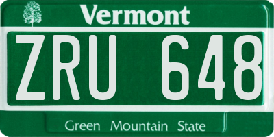 VT license plate ZRU648