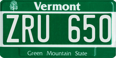 VT license plate ZRU650