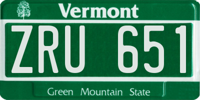 VT license plate ZRU651