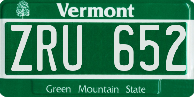VT license plate ZRU652