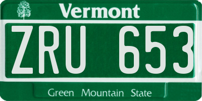 VT license plate ZRU653