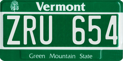VT license plate ZRU654