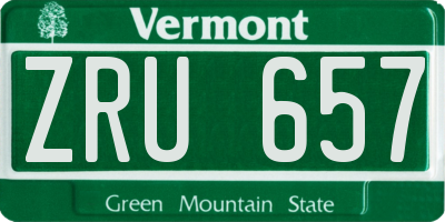 VT license plate ZRU657