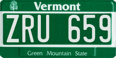 VT license plate ZRU659