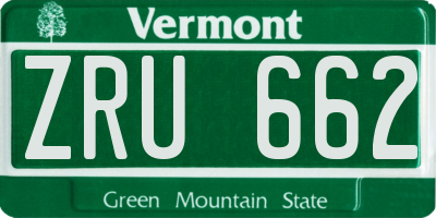VT license plate ZRU662