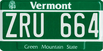 VT license plate ZRU664
