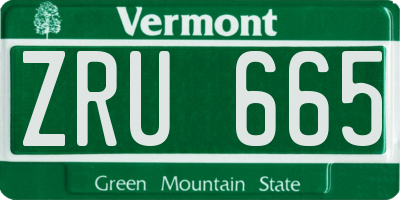 VT license plate ZRU665