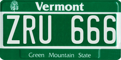 VT license plate ZRU666
