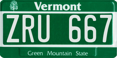 VT license plate ZRU667