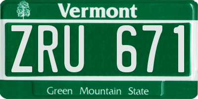 VT license plate ZRU671