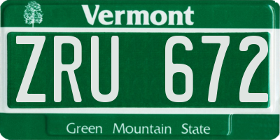 VT license plate ZRU672