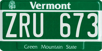 VT license plate ZRU673