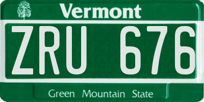 VT license plate ZRU676