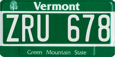 VT license plate ZRU678