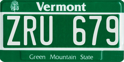 VT license plate ZRU679