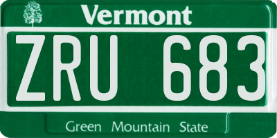 VT license plate ZRU683