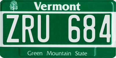VT license plate ZRU684
