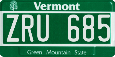 VT license plate ZRU685